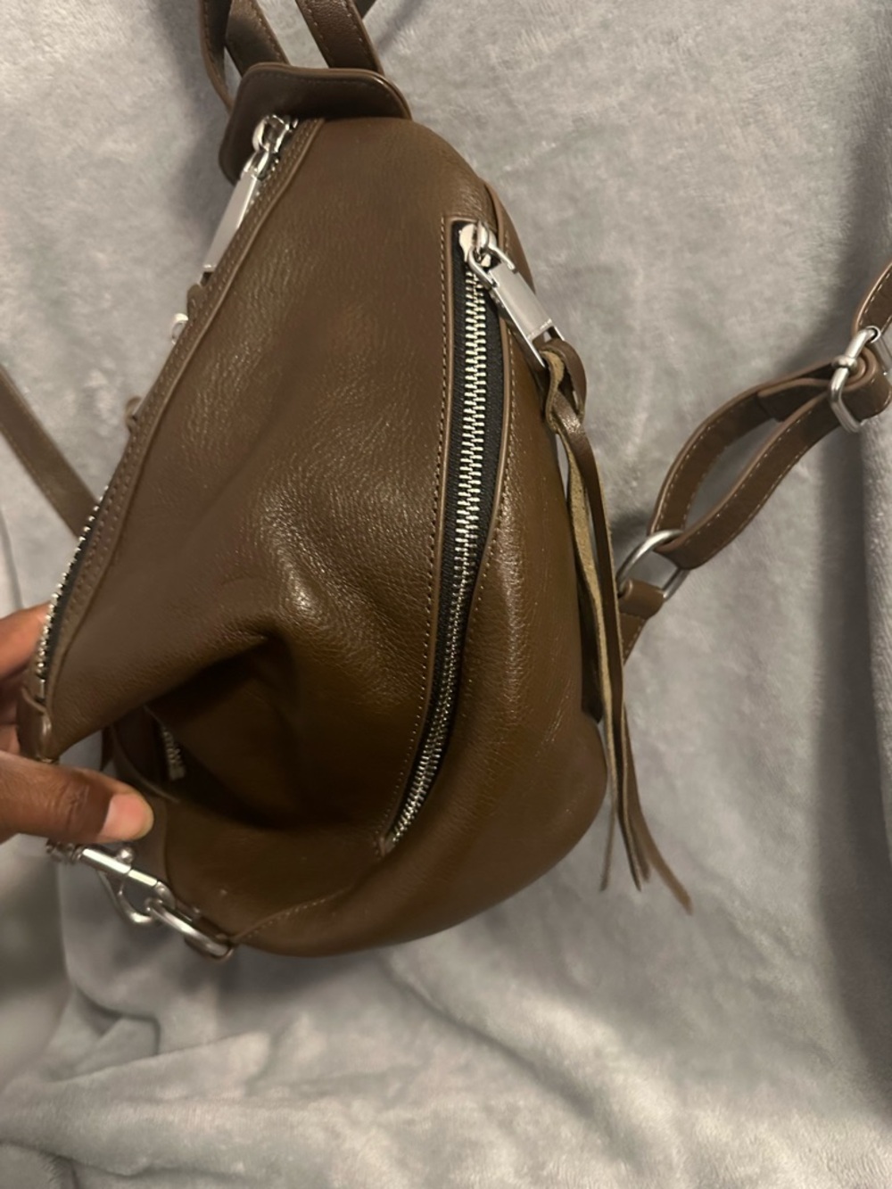 Rebecca Minkoff Medium Julian Leather Backpack Brown - Picture 5 of 15